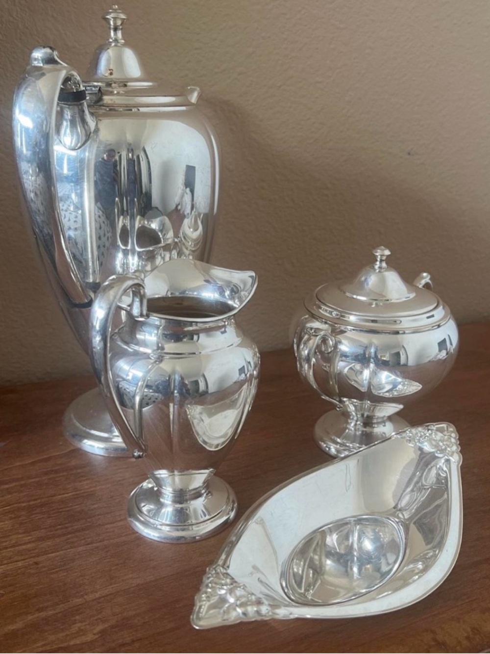 Vintage Silver Plated Tea & Serving Set - Shiny Silver